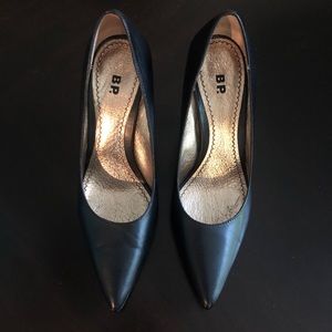 BP Akita-Lea Black Leather Pointed Toe Heels